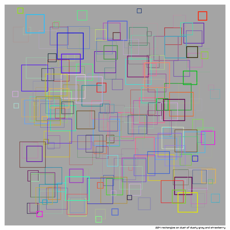 224 rectangles on dust of dusty gray and strawberry
