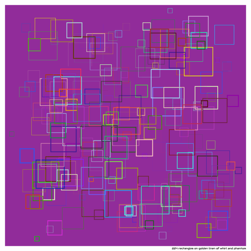 224 rectangles on golden linen of whirl and phantom