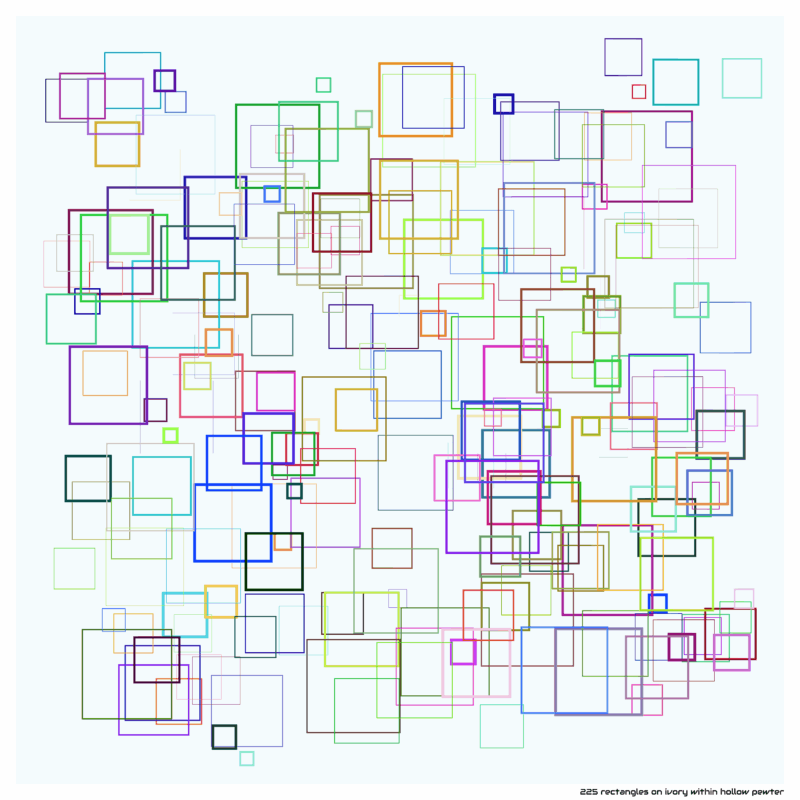 225 rectangles on ivory within hollow pewter