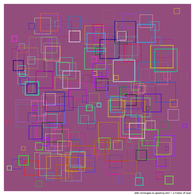 226 rectangles on gleaming mint — a tremor of dust