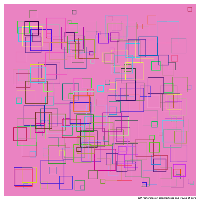 227 rectangles on bleached rose and wound of aura