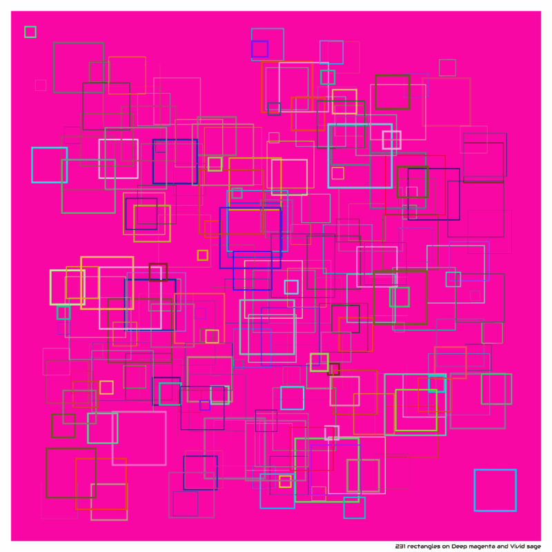 231 rectangles on Deep magenta and Vivid sage