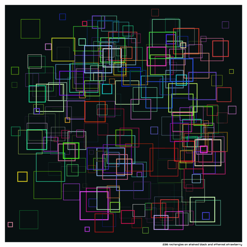 238 rectangles on stained black and ethereal strawberry
