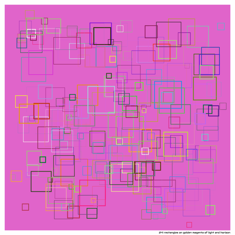 241 rectangles on golden magenta of light and horizon