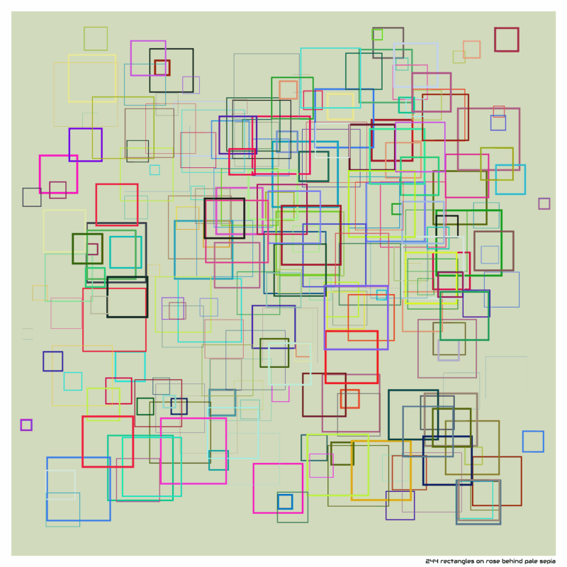 244 rectangles on rose behind pale sepia