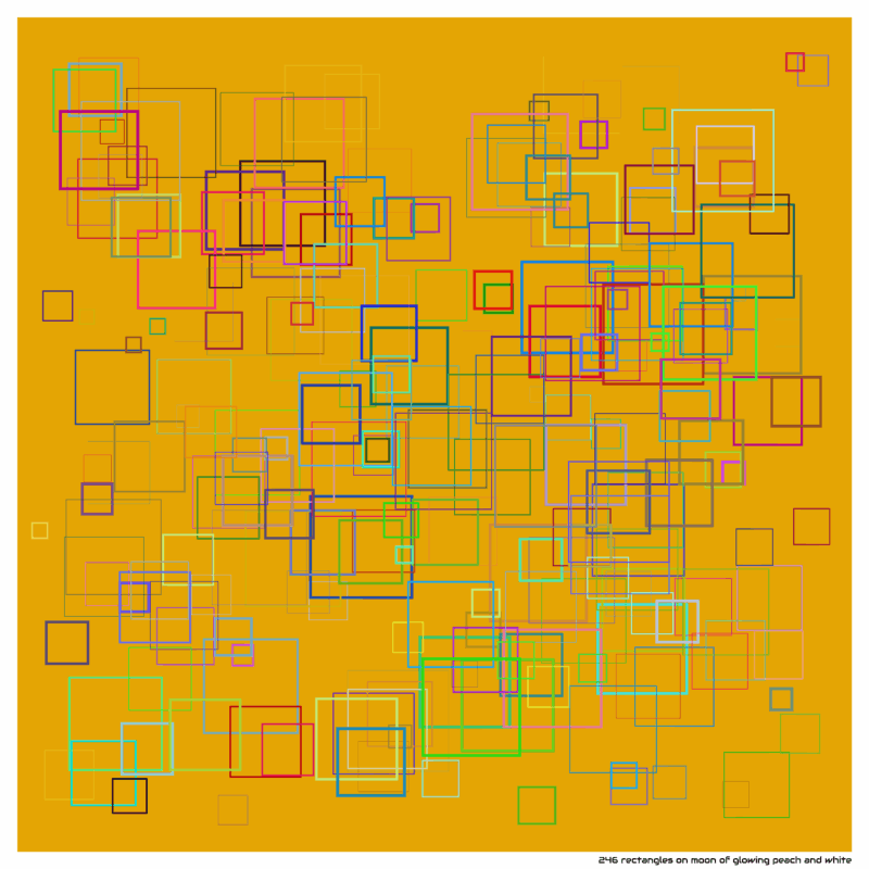 246 rectangles on moon of glowing peach and white