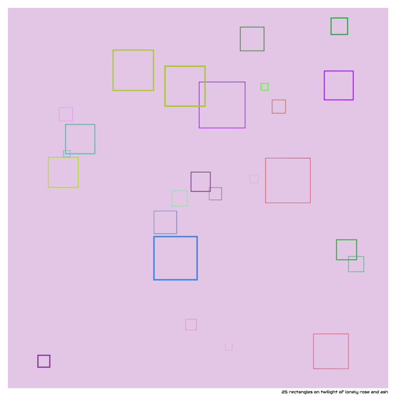25 rectangles on twilight of lonely rose and ash