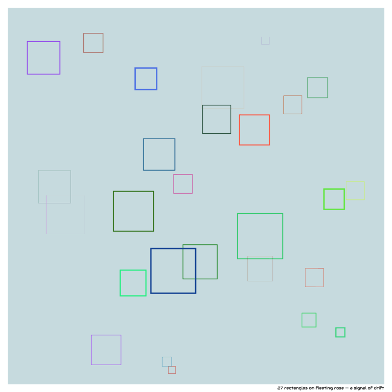 27 rectangles on fleeting rose — a signal of drift