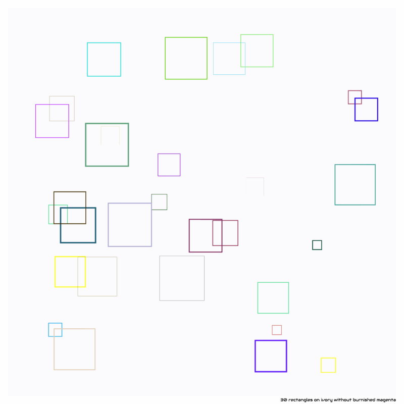 30 rectangles on ivory without burnished magenta