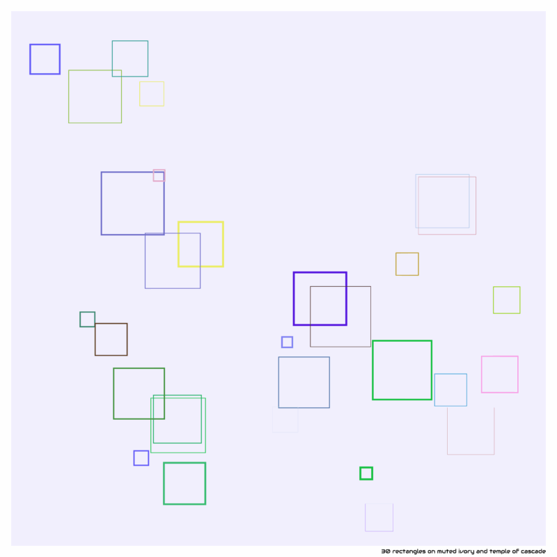 30 rectangles on muted ivory and temple of cascade