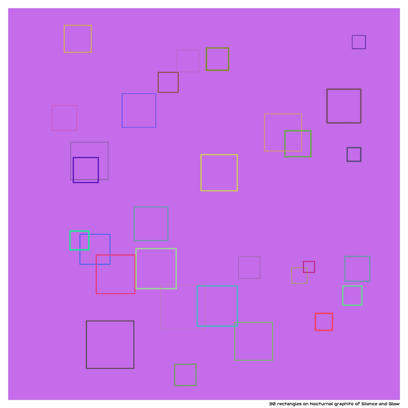 30 rectangles on Nocturnal graphite of Silence and Glow