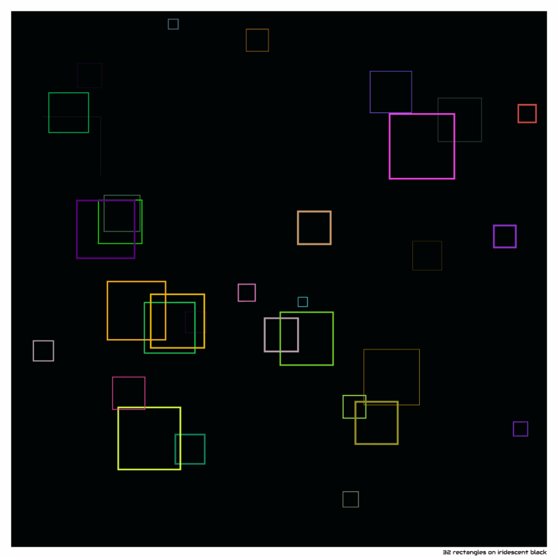 32 rectangles on iridescent black