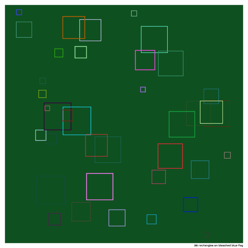 38 rectangles on bleached blue fog