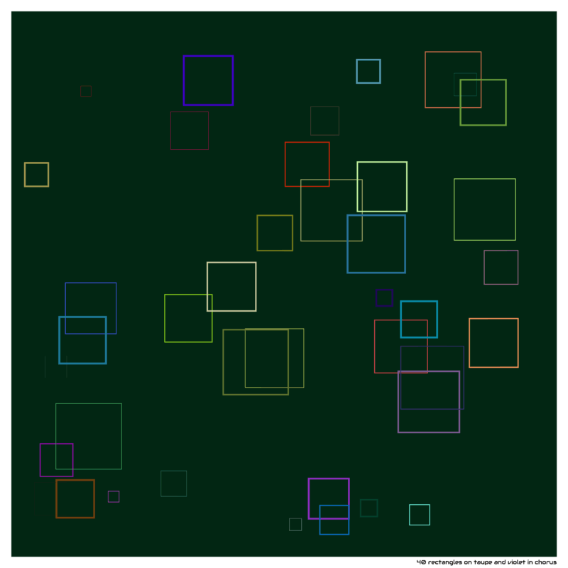 40 rectangles on taupe and violet in chorus