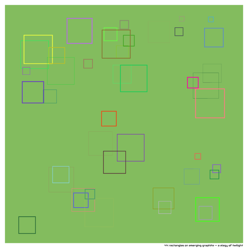 44 rectangles on emerging graphite — a elegy of twilight