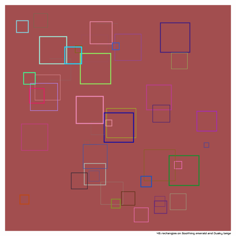 45 rectangles on Soothing emerald and Dusky beige