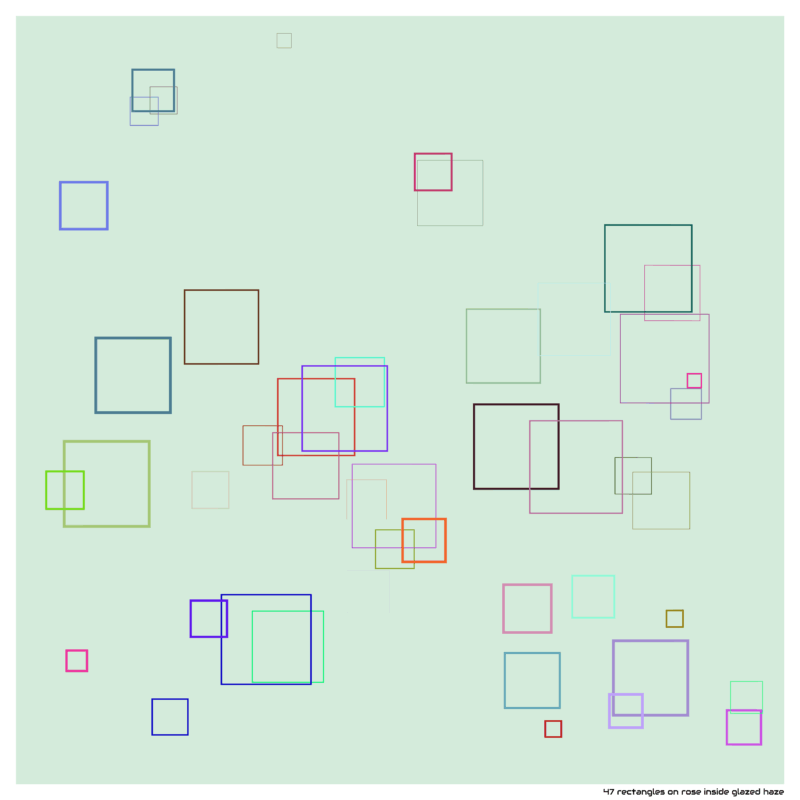 47 rectangles on rose inside glazed haze