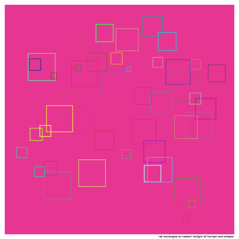 48 rectangles on radiant twilight of horizon and whisper