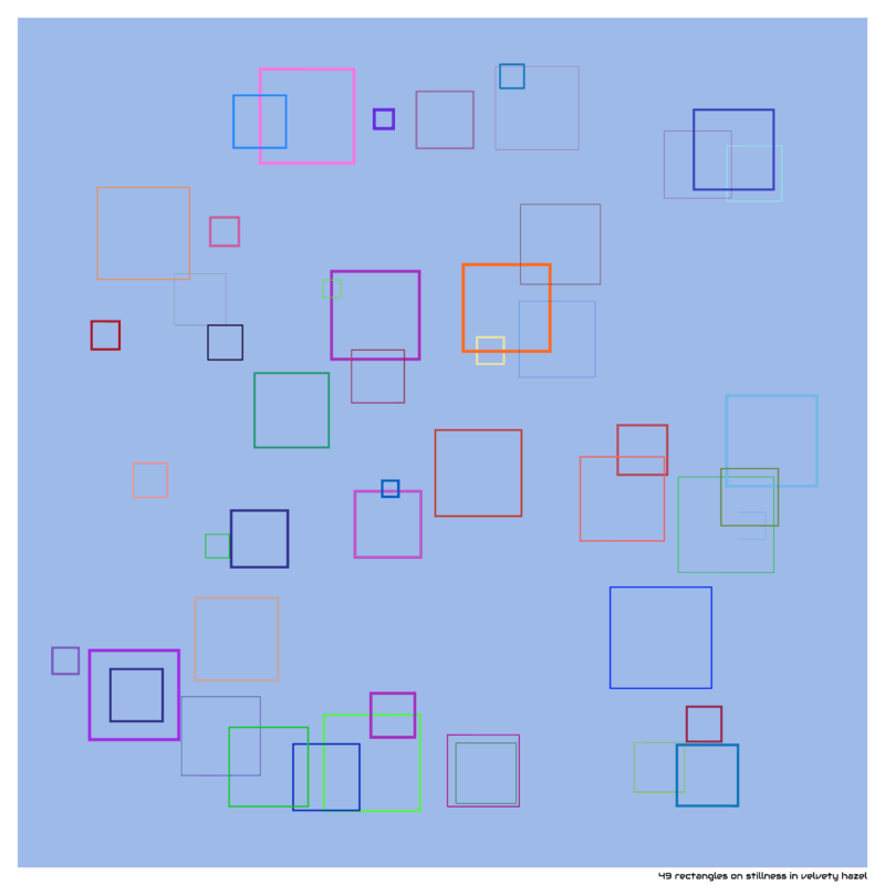49 rectangles on stillness in velvety hazel