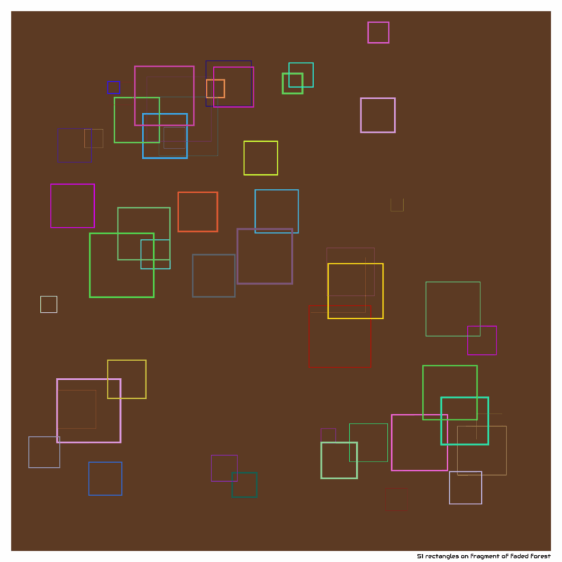 51 rectangles on fragment of faded forest