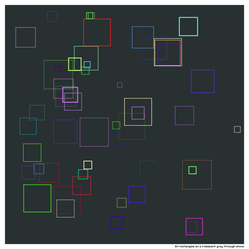 54 rectangles on a iridescent gray through stone