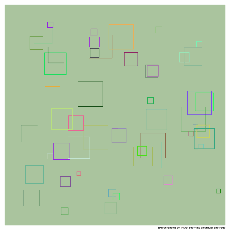 54 rectangles on ink of soothing amethyst and haze