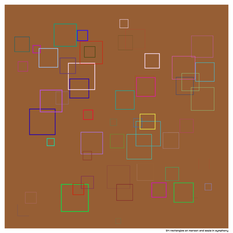54 rectangles on maroon and sepia in symphony