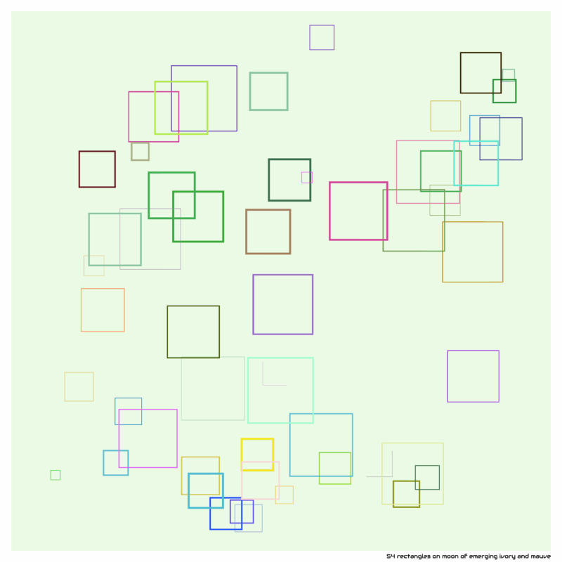 54 rectangles on moon of emerging ivory and mauve