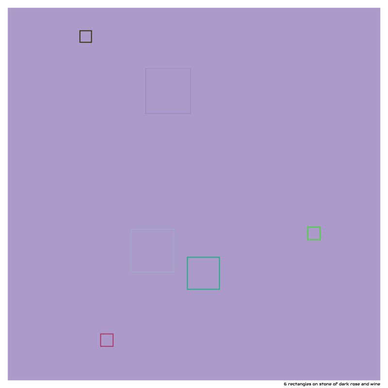 6 rectangles on stone of dark rose and wine