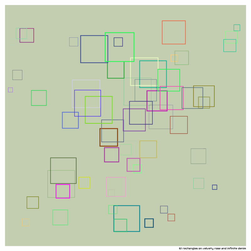 61 rectangles on velvety rose and infinite denim