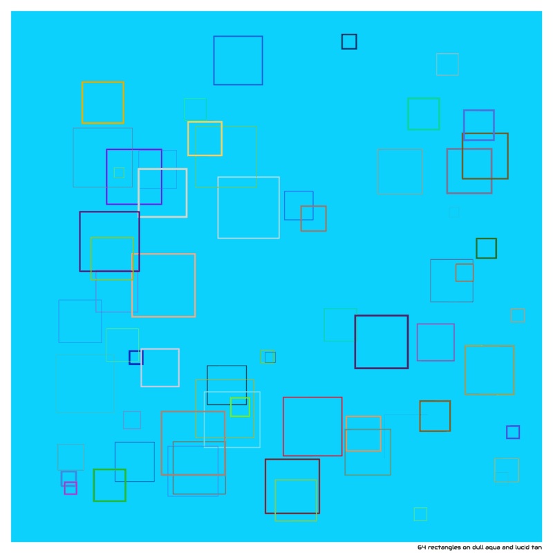 64 rectangles on dull aqua and lucid tan