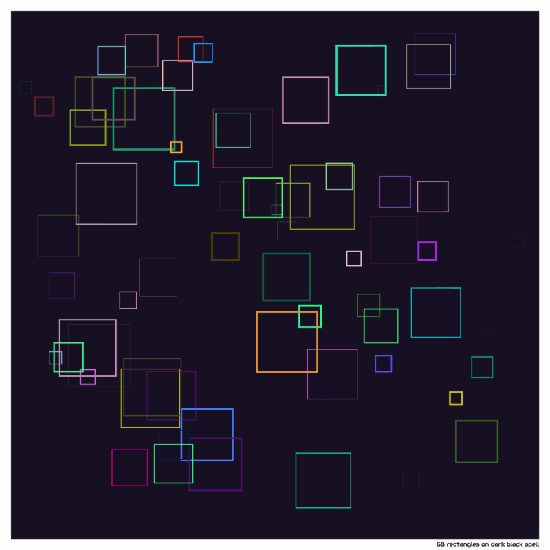 68 rectangles on dark black spell