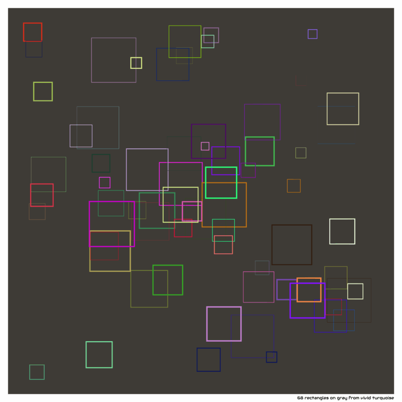 68 rectangles on gray from vivid turquoise