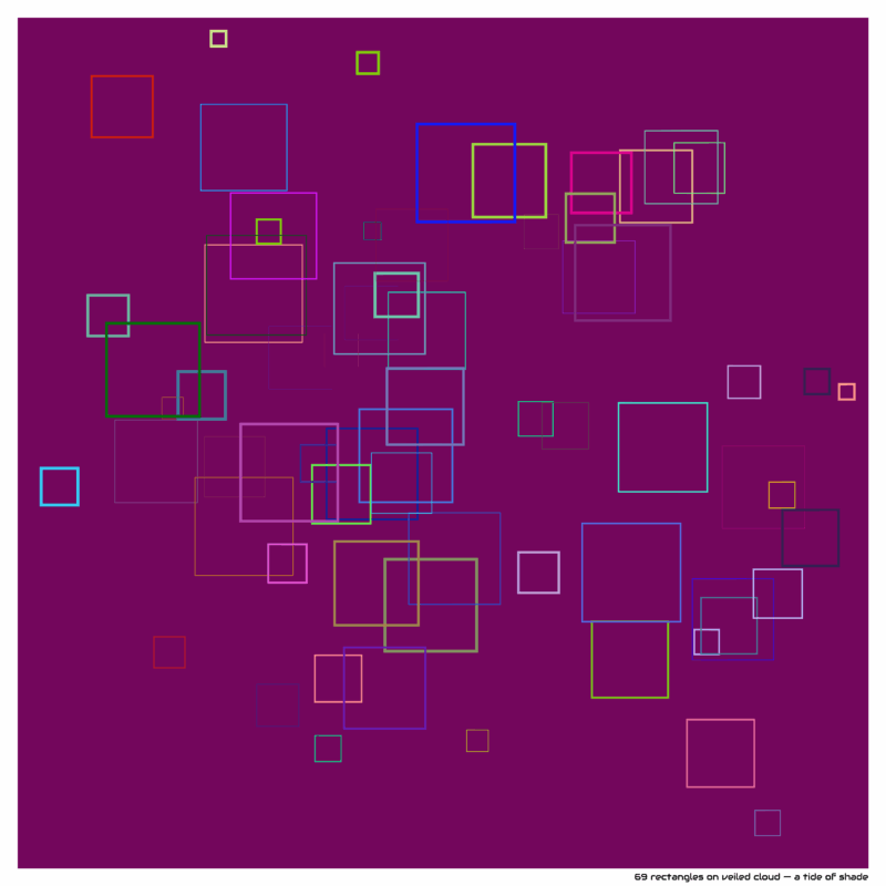 69 rectangles on veiled cloud — a tide of shade