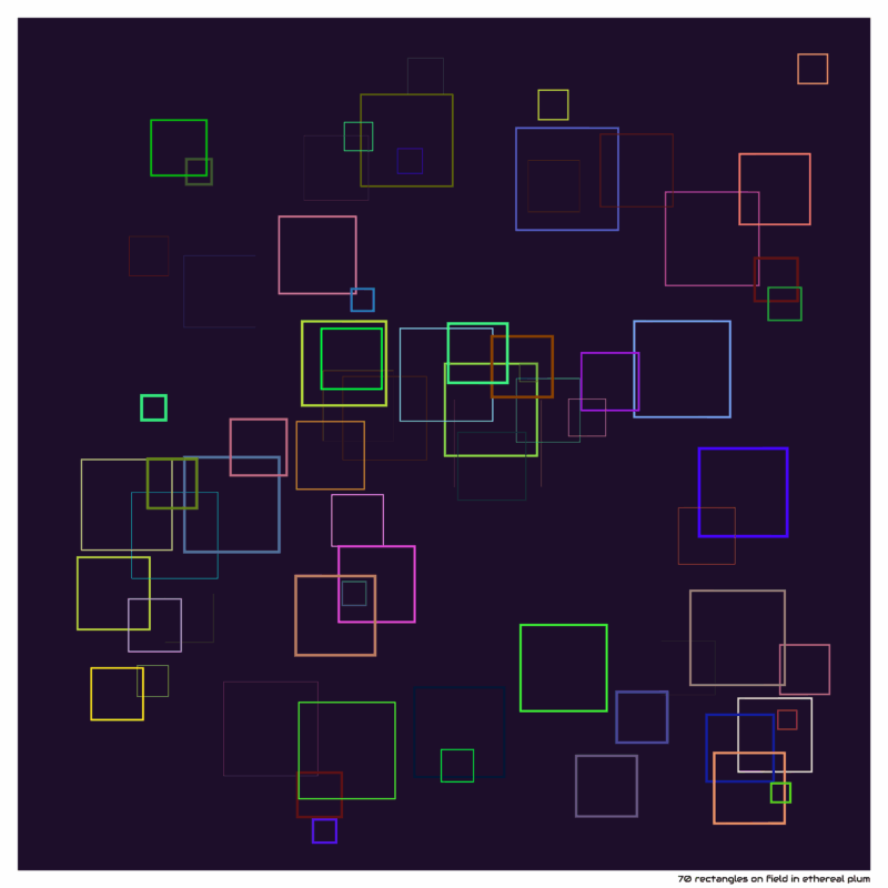 70 rectangles on field in ethereal plum