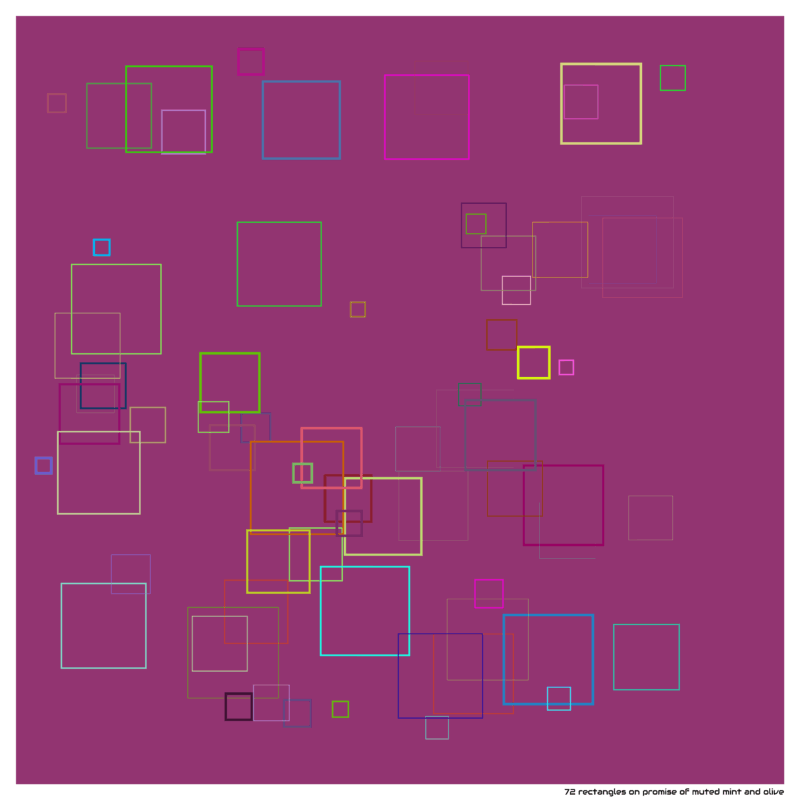 72 rectangles on promise of muted mint and olive