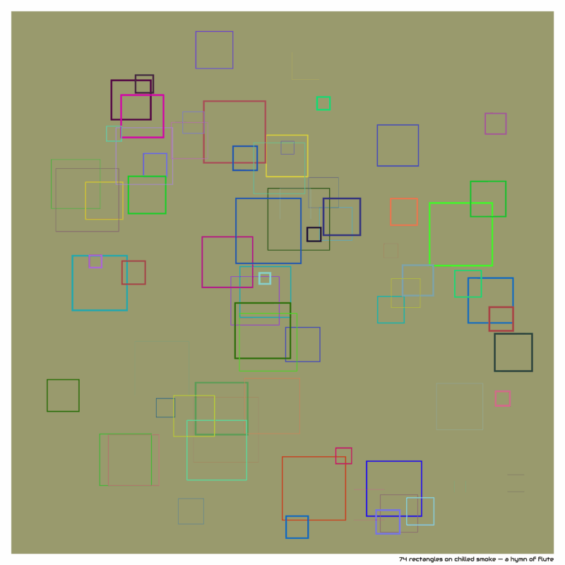 74 rectangles on chilled smoke — a hymn of flute
