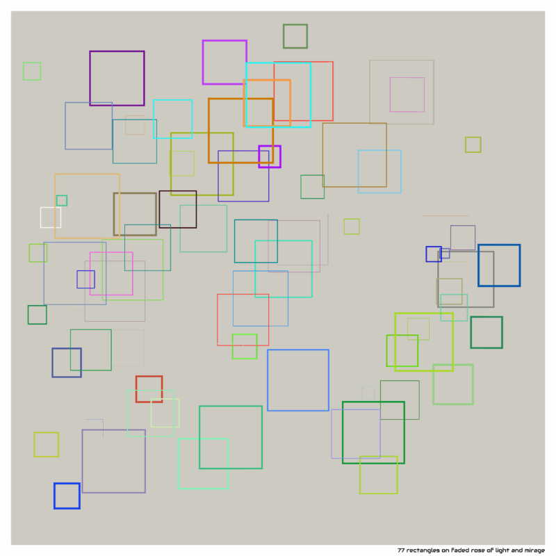 77 rectangles on faded rose of light and mirage