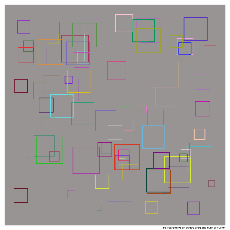 80 rectangles on glazed gray and dust of fusion