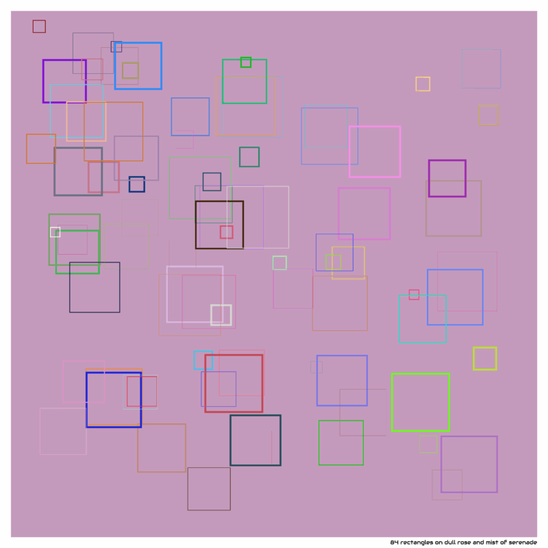 84 rectangles on dull rose and mist of serenade