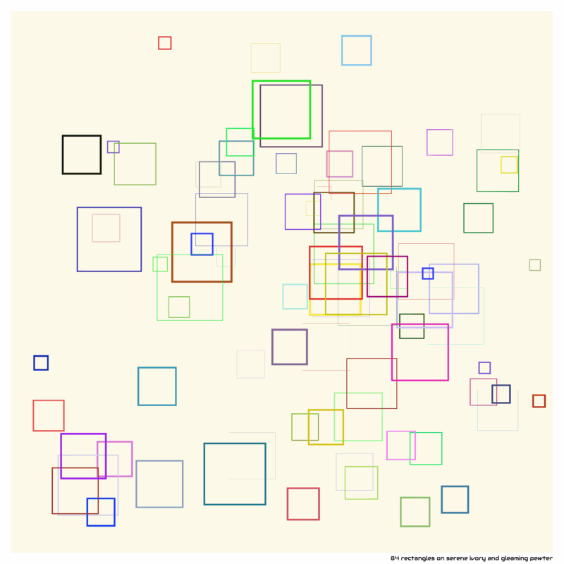 84 rectangles on serene ivory and gleaming pewter