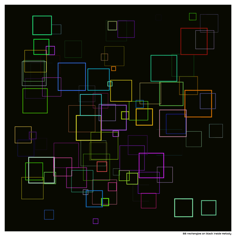 88 rectangles on black inside melody