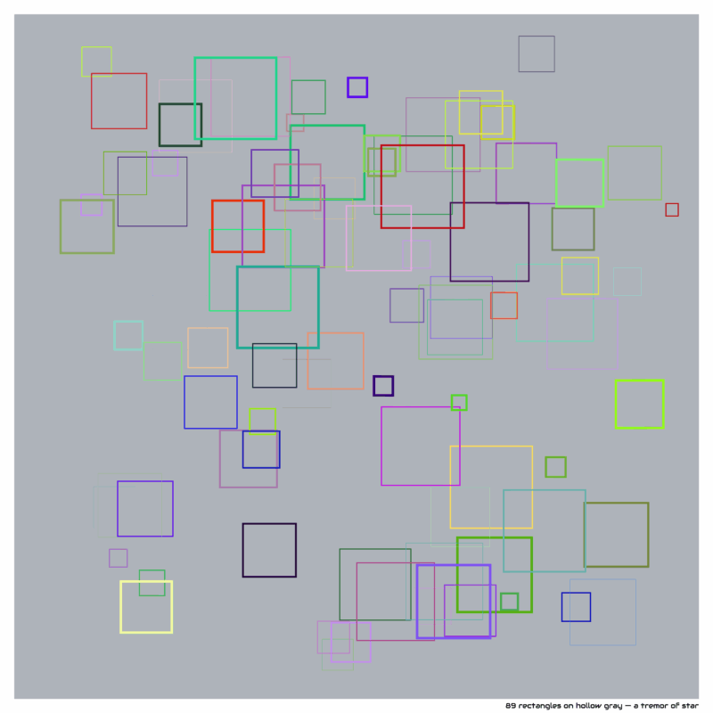 89 rectangles on hollow gray — a tremor of star