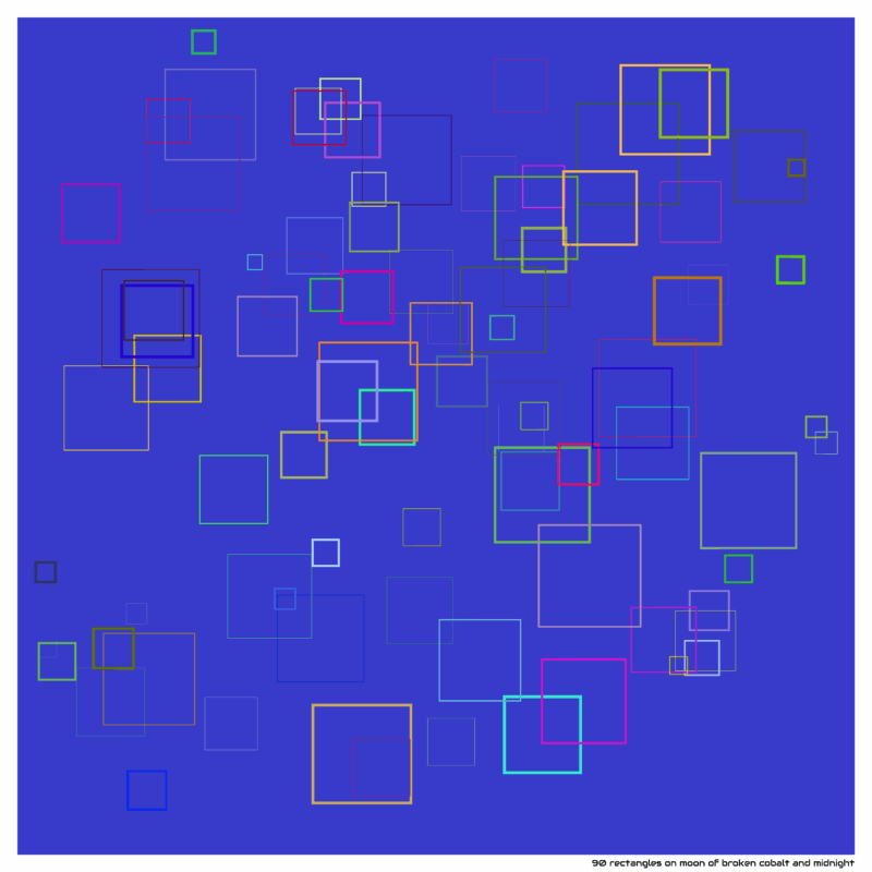 90 rectangles on moon of broken cobalt and midnight