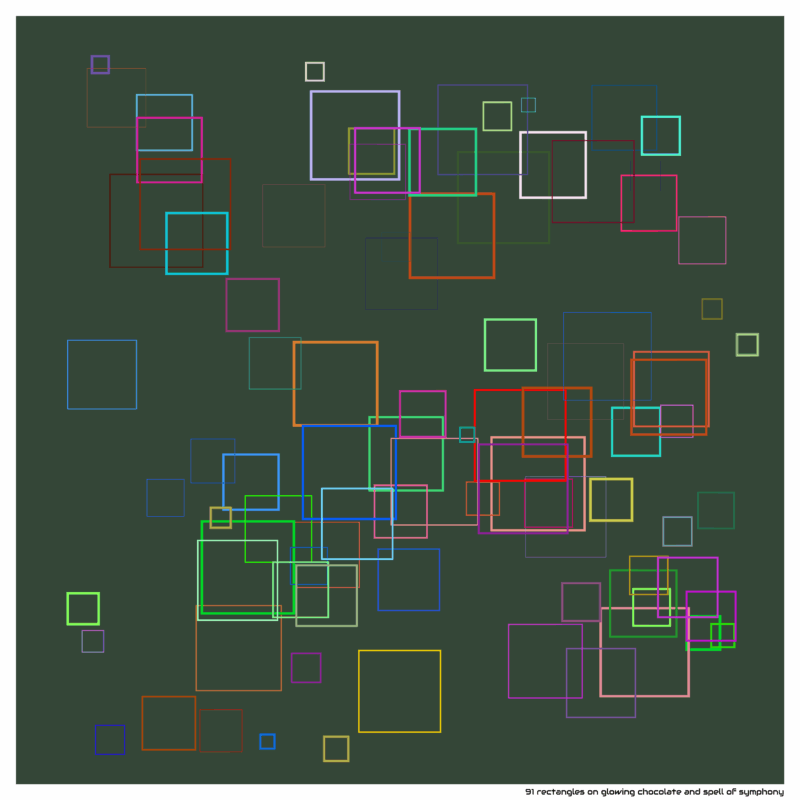 91 rectangles on glowing chocolate and spell of symphony