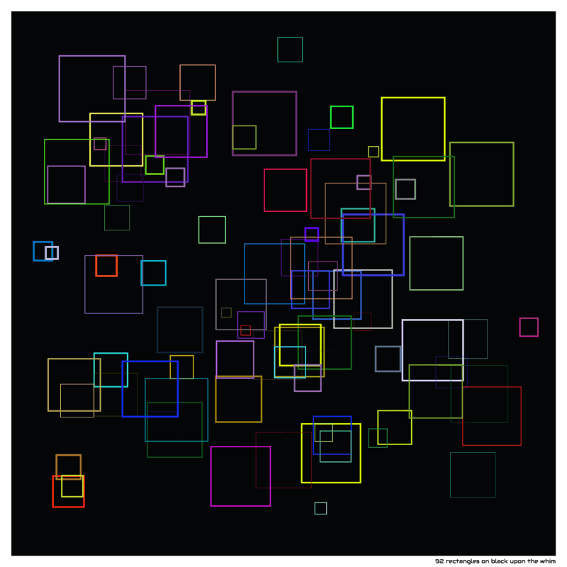 92 rectangles on black upon the whim