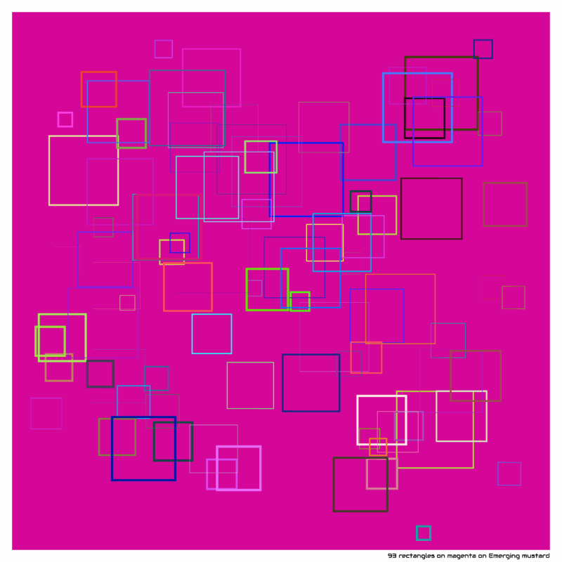 93 rectangles on magenta on Emerging mustard