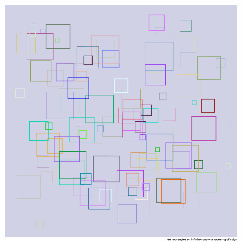 98 rectangles on infinite rose — a tapestry of reign