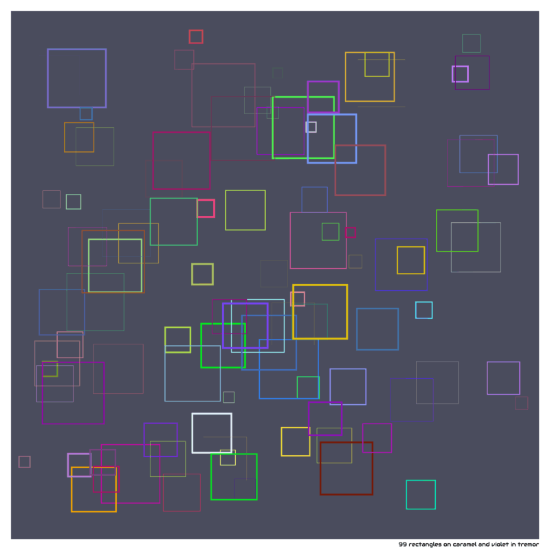 99 rectangles on caramel and violet in tremor