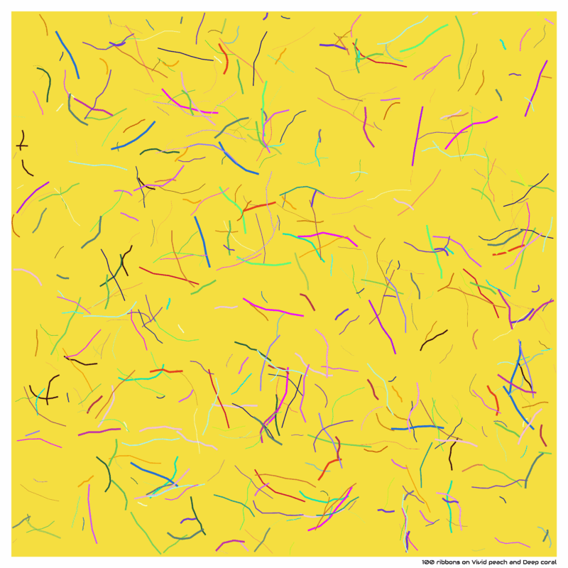 100 ribbons on Vivid peach and Deep coral